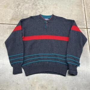 vintage pendleton made in usa navy red and blue striped knit sweater size xl